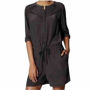 New Ann Taylor LOFT Gray Pockets Lace Long Sleeves Drawstring Waist Romper P3673